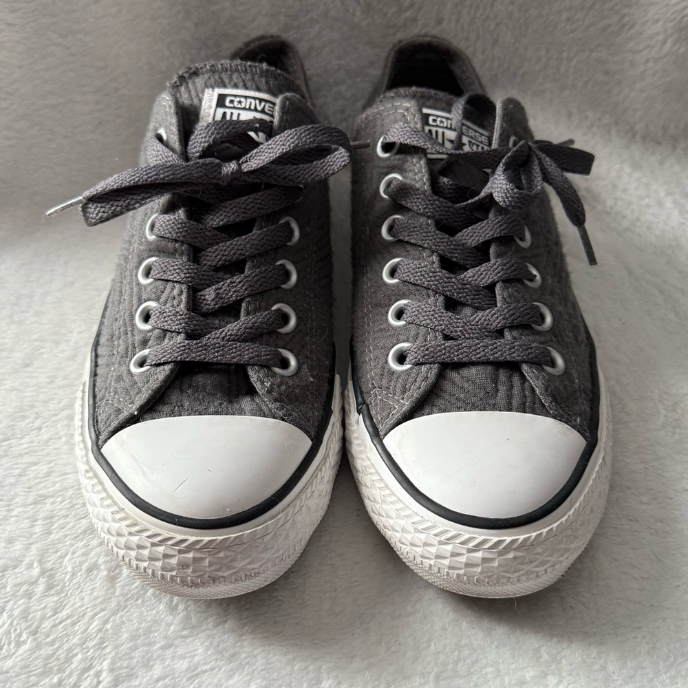 Converse All Stars Textured Charcoal Sneakers Women’s Size 7 Lace Up Whimsigoth - Picture 4 of 13